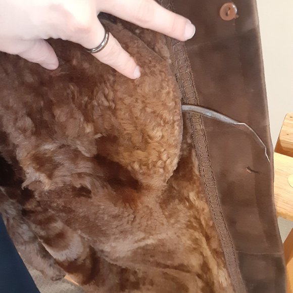 Classic Vintage Brown Genuine Sheepskin Shearling Long Coat Women's Size Small. - Picture 12 of 13